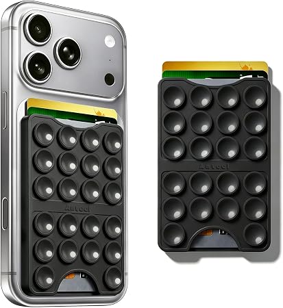 AZXYI Anteel Suction Cup Phone Card Holder Adhesive Mount, Sticky Phone Case Wallet, Phone Holder With Card Slot, Portable Hands-Free Card Holder, Suitable for Selfies and Videos, 2.28"x3.54"(Black)