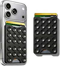 AZXYI Anteel Suction Cup Phone Card Holder Adhesive Mount, Sticky Phone Case Wallet, Phone Holder With Card Slot, Portable Hands-Free Card Holder, Suitable for Selfies and Videos, 2.28"x3.54"(Black)