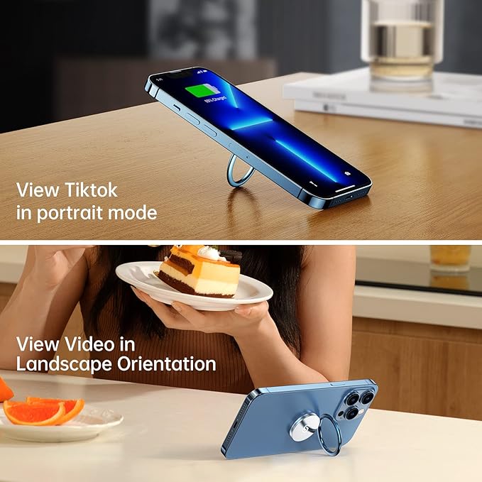 Syncwire Cell Phone Ring Holder Stand, 360 Degree Rotation Finger Ring Kickstand Polished Metal Phone Grip for Magnetic Car Mount
