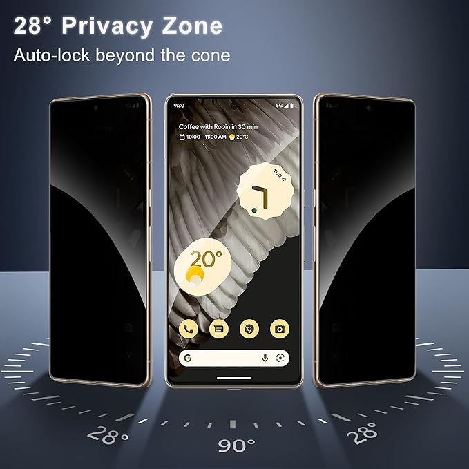 2 Pack for Google Pixel 7 Pro Privacy Screen Protector [Not Glass], 2 Pack Lens Protectors, Fingerprint Compatible, Anti Spy, Privacy Screen Protector for Pixel 7 Pro 5G