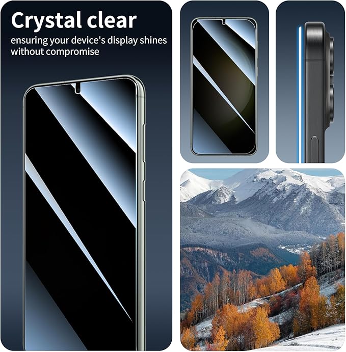 3*Privacy Screen Protector for Samsung Galaxy S22+/S22 Plus/S23+/S23 Plus with a Installation Alignment Aid, Anti-Spy Tempered Glass Film, Dark Private Black Protection, [Shatterproof][ Shockproof]