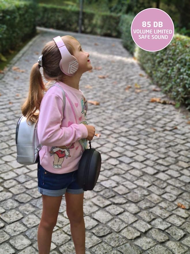 PowerLocus Kids Headphones Over-Ear, Bluetooth Wireless Headphones for Kids,with Microphone, Safe 85DB Volume Limited, Foldable with Carry Case, Audio Cable, Micro SD mode for Online Classes,PC,Phones