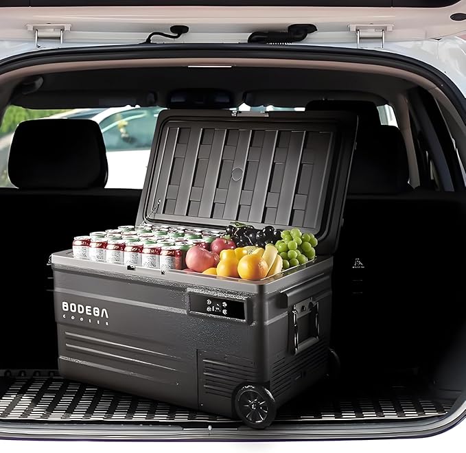 BODEGA BODEGACOOLER 12 Volt Car Refrigerator,80 Quarts Portable Fridge,75L RV Freezer Single Zone,with APP Control,-4℉-68℉ Car Cooler,12/24V DC & 100-240V AC for Travel, Camping,Outdoor,Truck,SUV