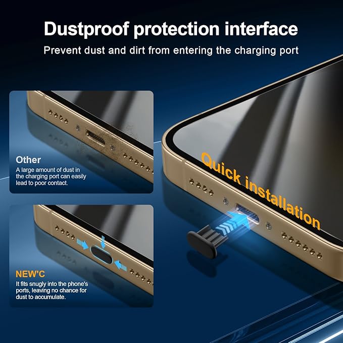 NEW'C 3x Privacy for iPhone 14 Pro Max Screen Protector (6.7 inches)+ 3x Camera Lens Protector, Sensor Protection, Tempered Glass Film + Dust Plug - Enhanced Privacy Angle of 28 Degrees