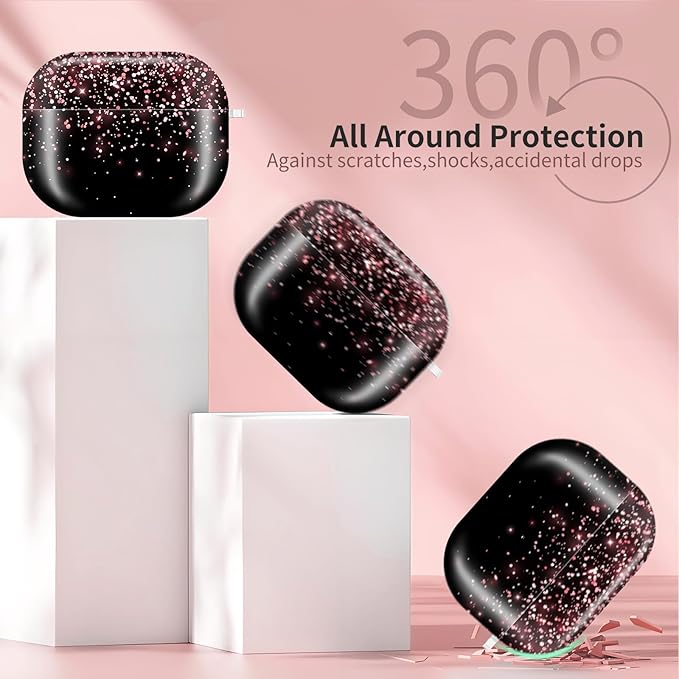 AirPod Pro 3 (2025) Case Cover for Women, Cute Shockproof TPU Protective Case with Gold Round Buckle, Anti-Drop Design Cute Pink