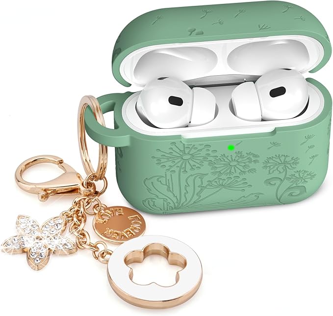 Case for Airpods Pro 1st 2nd Generation - VISOOM Airpods Pro 1/2 Cases Cover Women Silicone iPod Pro 2 Earbuds Wireless Charging Case Girl Bling Keychain for Apple Airpod Gen Pro 2