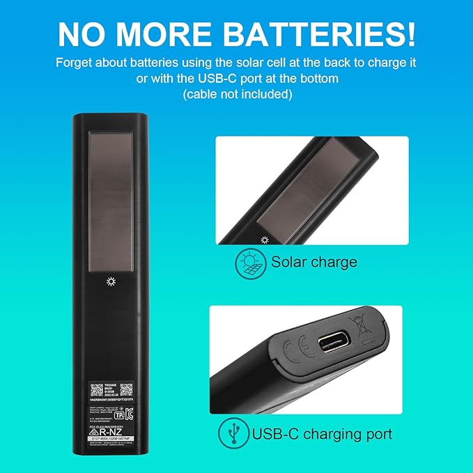 BN59-01385A Solar Voice Remote Replacement for Samsung Frame Smart TV Remote with Bluetooth Rechargeable Solar Cell, Compatible with Samsung 2021-2022 Neo LED 4K Ultra HD TV, 4 Shortcut Buttons, Black