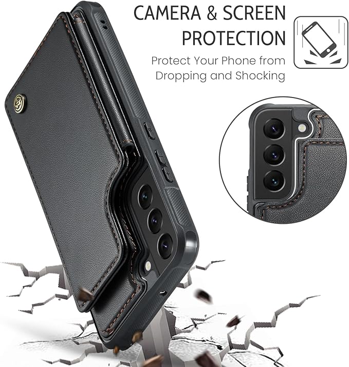 Bemal for Samsung Galaxy S22 Plus Wallet Case with Card Holder, RFID Blocking, Shockproof Leather Kickstand for Men and Women, Durable Protective Phone Cover for 6.6", Black