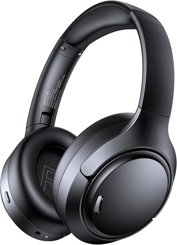 Hybrid Active Noise Cancelling Bluetooth 6.0 Headphones 120H Long Playtime, 6 ENC Mic, Over Ear Headphones Wireless, Hi-Res Audio, Memory Foam Earcup, Transparency Mode ANC Headphone for Travel Office