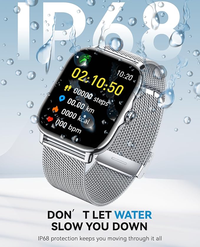 Smart Watches for Women Men (Make/Answer Calls), Steps Counter Fitness Watch for Android iPhone with 120+ Sports, IP68 Waterproof, Sleep Calorie Monitor, Pedometer (Gold)