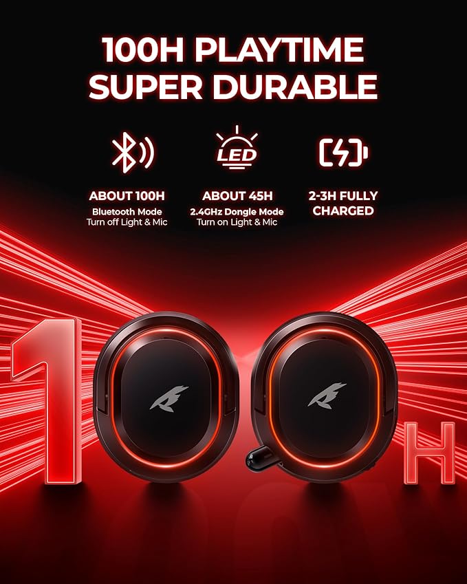 Wireless Gaming Headset, 7.1 Surround Sound, 2.4Ghz USB Gaming Headphones Bluetooth 5.4, 100-Hr Noise Canceling Mic RGB Light, Wireless Headset for PC PS5 PS4 Mac Switch, ONLY Wired Mode Suit for Xbox