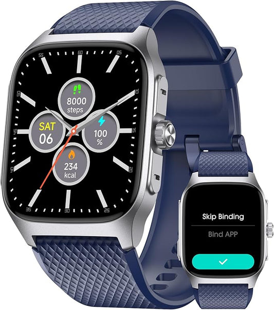 EURANS Smart Watch Classic Style for Men, Metal Watch, 14 Days Battery Heart Rate Step Counter No App/Phone Required, 10 Meters Waterproof, Bluetooth Call(Answer/Dial Calls), 1.85'' AMOLED Display