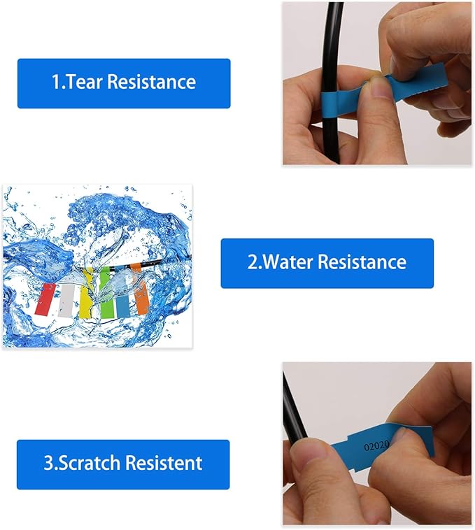Mini Skater 180 Packs Self Adhesive Cable Labels Waterproof Assorted Color Tear Resistant 6 Sheet Label Stickers for Office Work School Computer Cord Laser Printer