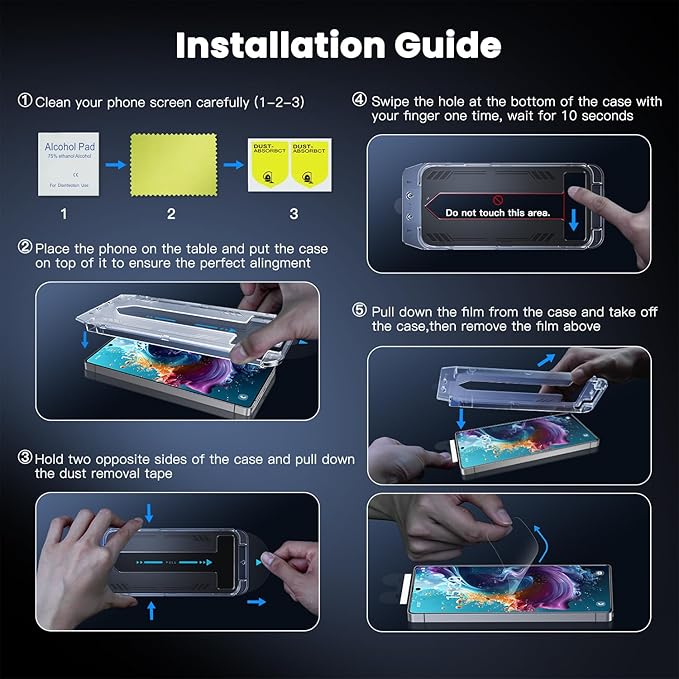 Uyiton UnBreak-Glass for Samsung Galaxy S25 Ultra Screen Protector - [Ultrasonic Fingerprint Support] Auto-Alignment Frame 9H Tempered Glass Scratch-Resistant Case-Friendly Bubble-Free, 2 Pack