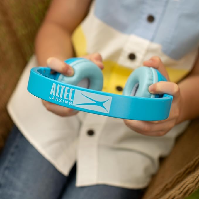 Altec Lansing - Kid Safe 2-in-1 Bluetooth Headphones, Safe Volume Limiting, Foldable Design, Enjoy Audio and Protect Your Child's Hearing (Blue)