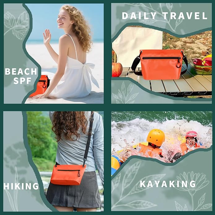 Waterproof Bag Fanny Pouch for Phone Passport Purse, Handle & Adjustable Strap for for Swim, Travel, Beach