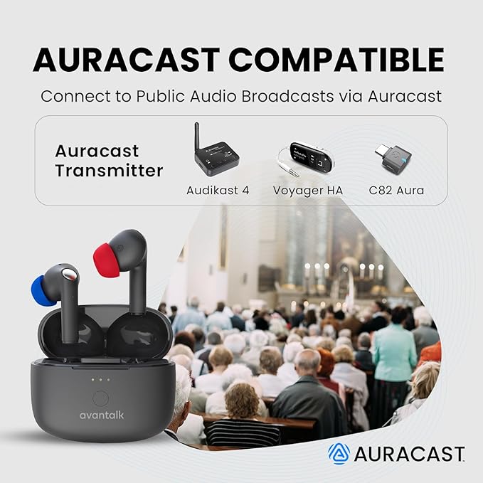 Avantalk Infinity NC – Next-Gen Auracast & LE Audio Bluetooth Earbuds with Active Noise Cancelling, aptX Adaptive, Low-Latency Audio, Custom EQ App & Clear Voice Calls, for TV, Phone & PC