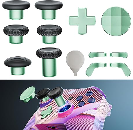 14-in-1 Controller Accessories Kit Compatible with Xbox Elite Series 2, 6 Premium Metal Thumbsticks, Swap Joysticks, 4 Interchangeable Paddles, 2 D-Pads, 1 Tool & 1 Storage Bag (Macaron Green)