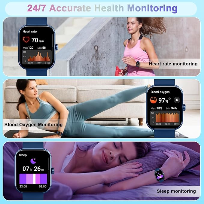 Smart Watch (Answer/Make Call), 1.96" HD Smartwatch for Women, 2025 Fitness Watch with 112+ Sport Mode/Pedometer/Calories/Sleep/Heart Rate Monitor, IP68 Waterproof Fitness Tracker for Android iOS
