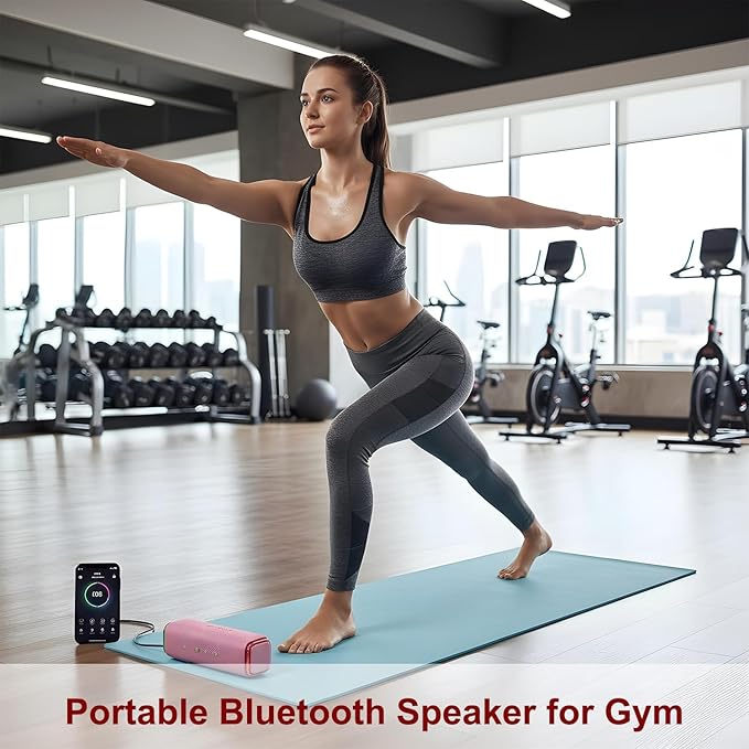 Pink Portable Speaker, 40W IPX7 Waterproof Wireless Outdoor, Bluetooth 5.3, 25H Playtime, Bass Boosted, LED Lights, TWS Pairing for Beach Parties, Pool, Shower, Valentine's Day Gifts
