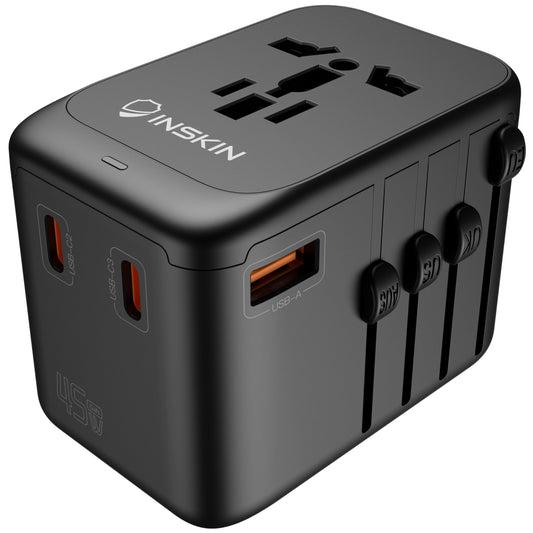 Inskin Universal Travel Adapter Worldwide, 45W GaN III International Power Adapter w/4 PD Ports (3 USB-C, 1 USB-A) - USA, Japan, Australia, European Travel Plug Adapter (Type C/A/B/G/I) - Image 1