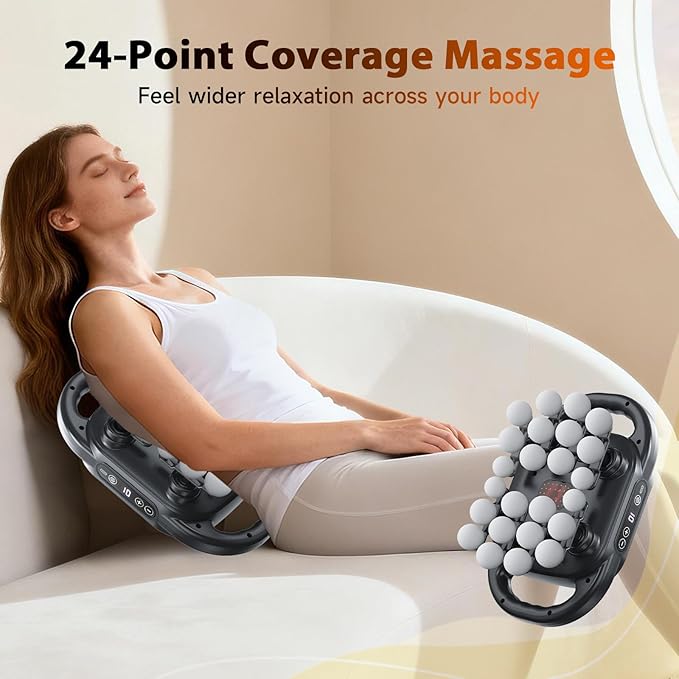 UOTT Curved 24-Head Massage Gun Deep Tissue, Ergonomic Back Massager for Pain Relief, Neck, Leg & Foot Massager Tool with 9 Modes & 9 Levels for Full Body Muscle Recovery and Relaxation