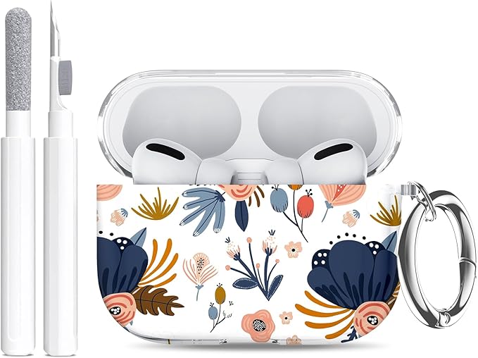 for AirPods Pro 3 Case (2025) with Cleaner Kit, Cute Soft Silicone Cover Compatible AirPods Pro 3rd Genera case with Keychain for Women Men with Keychain for Airpod Pro case(2025) Red Flower