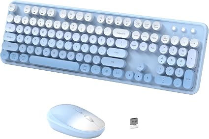 Colorful Wireless Keyboard and Mouse Combo (Blue Colorful)