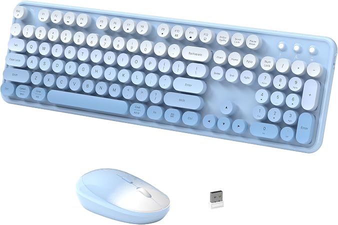 Colorful Wireless Keyboard and Mouse Combo (Blue Colorful)