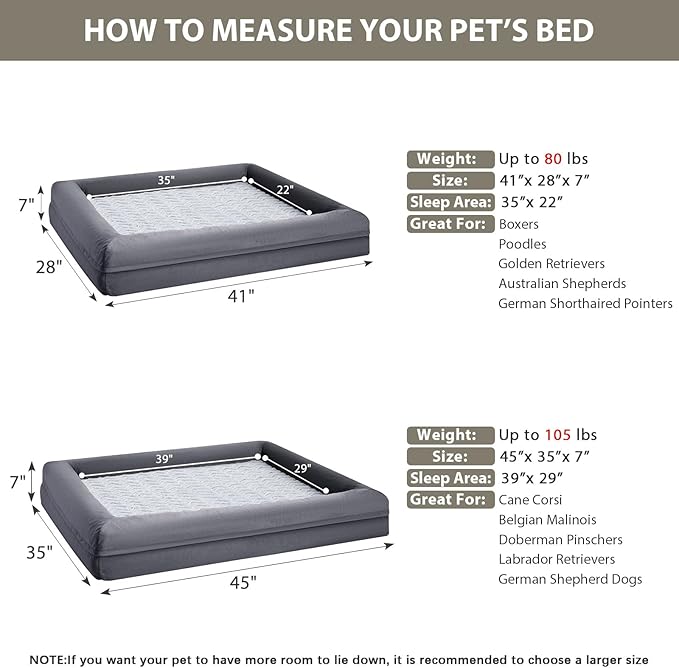 WNPETHOME XL Extra Large Dog Bed, Washable Dog Couch with Removable Waterproof Cover, Orthopedic Large Pet Sofa Bed with Bolster Sides for Sleeping