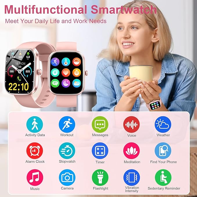 Kuizil Smart Watch, 1.91" Smartwatch for Men Women (Answer/Make Call), Fitness Tracker with 100+ Sport Modes, IP68 Waterproof, Heart Rate/Sleep Monitor, Pedometer, Activity Tracker for Android iOS