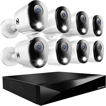 Night Owl 12-Ch Wired DVR System, 8 2K Cams, 1TB HDD, 2-Way Audio