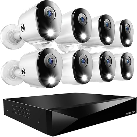 Night Owl 12-Ch Wired DVR System, 8 2K Cams, 1TB HDD, 2-Way Audio