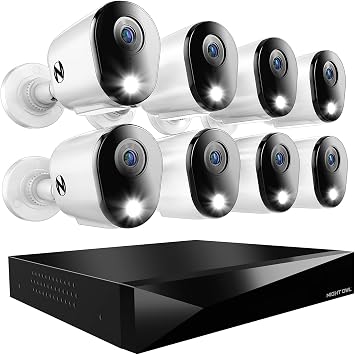 Night Owl 12-Ch Wired DVR System, 8 2K Cams, 1TB HDD, 2-Way Audio
