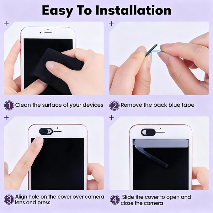 10Pcs Webcam Cover Slide, Thin Web Camera Covers, Laptop Camera Cover Slide, Computer Camera Cover, Camera Blocker for Macbook Pro/iMac/Laptop/PC/iPad Pro/iPhone, to Protect Privacy and Security