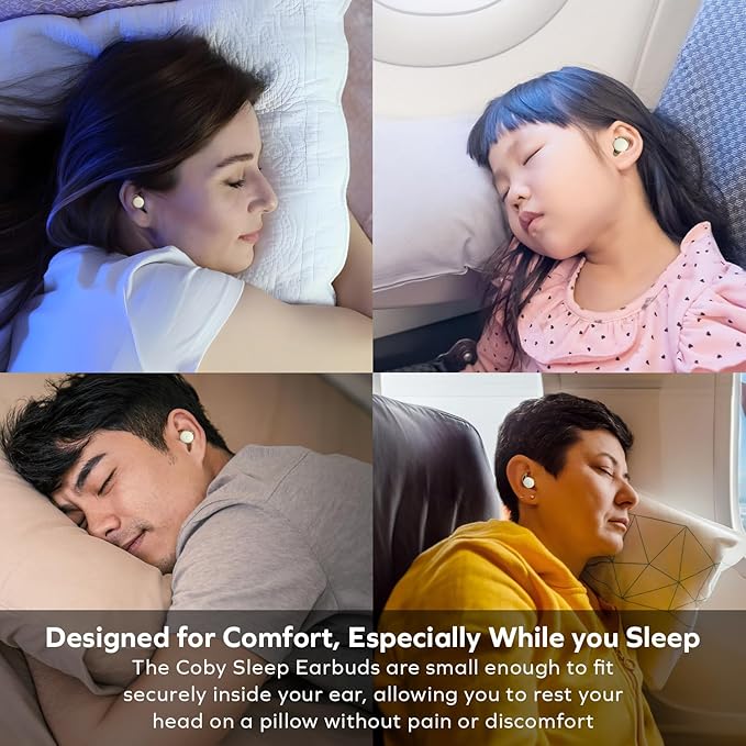 Coby Sleep Earbuds, Ear Plugs for Sleeping Noise Cancelling Ear Plugs | Wireless Earbuds for Sleep, Work, Music | Small Bluetooth Earbuds Designed for Comfort While Sleeping