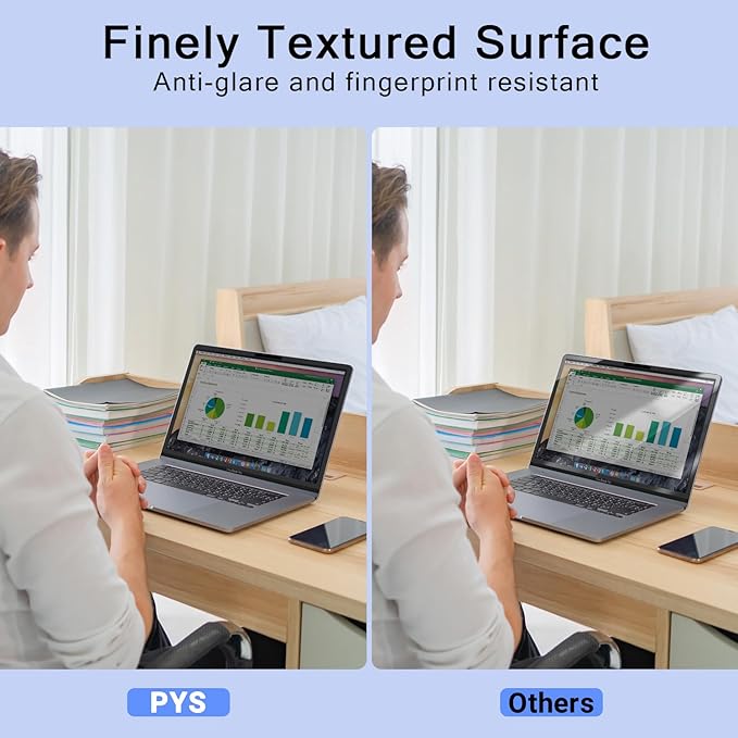 PYS Privacy Screen Protector for MacBook Air 13 Inch (2018-2021, M1) - Nano Attach, Anti-Spy, Reusable & Removable, Blue Light & UV Blocking, 2Pcs Camera Cover Slide, Case Friendly