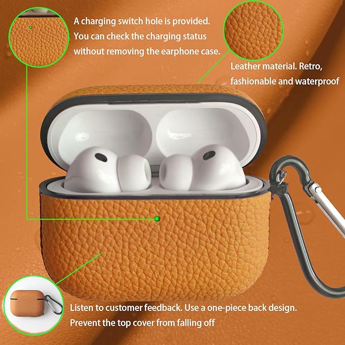 for Leather AirPods Pro 3 Case 2025|Cute Hard Air Pods Pro 3 Case (Model A2700/A2931)|with Keychain|Retro iPod Airpod 3 Pro Cases for Man Women(Brown)