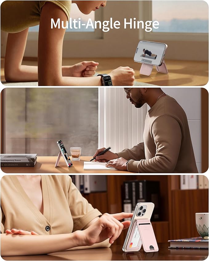 iWALK Stronger Magnetic Wallet, Upgraded for MagSafe Wallet, RFID Blocking, 5 Card Holder with Adjustable Stand, Slim Leather Phone Wallets for iPhone 17/16/15/14/13/12 Series, iPhone Wallets