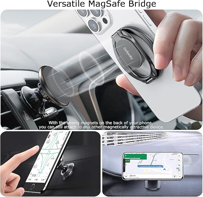 Magnetic Phone Ring Holder for Magsafe Phone Grip, Dual-Sided Magnetics Adjustable Gym Phone Holder Finger Kickstand for iPhone 17, 17 Air, 16, 15-12 Pro Max and Android Phone Cases (Gold)