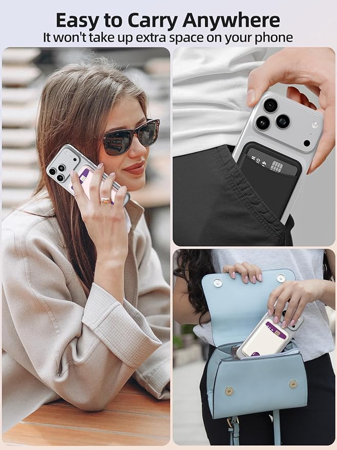 Miroddi for Magsafe Wallet, Magnetic Card Holder for iPhone 17/16/15/14/13/12 Series, Leather Magnet Phone Wallet Fit 4 Cards 3 Cash, Ultra-Thin, RFID Blocking, Cream White