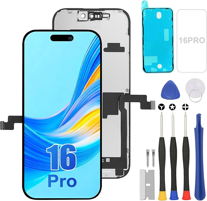 for iPhone 16pro Screen Replacement Kit Full Assembly with True Tone, iPhone 16pro LCD Display Digitizer Screen with 3D Touch Digitizer and Repair Tools Kit-Model A3293,A3083,A3292,A3294