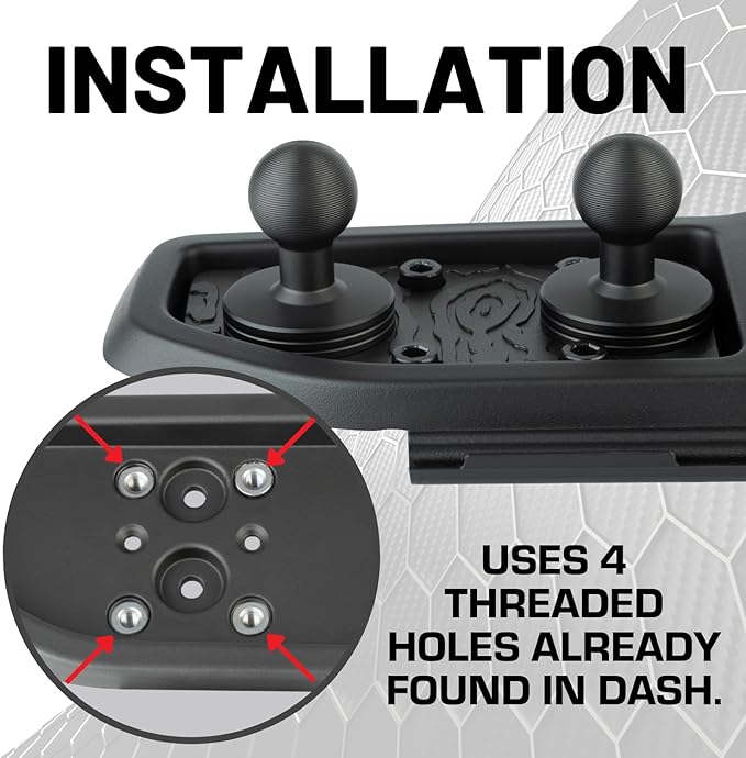 Bulletpoint Metal Dash Mount Cell Phone Holder & Action Camera Bracket Compatible with 2024+ Jeep Wrangler JL, 4xe & Gladiator Dual 20mm Ball Base (Driver Side Magsafe Compatible)