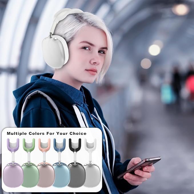 for AirPods Max case Cover,Anti-Scratch Ear Pad Case Cover/Ear Cups Cover/Headband Cover for AirPods Max. Clear Soft TPU and Silicone,Skin Scratch Proof.