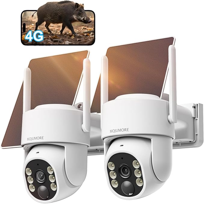 4G LTE Cellular Security Camera, No WiFi Security Cameras Wireless Outdoor, Outdoor Camera Wireless, Smart Motion Detection, 2K Live View, Color night Vision, Instant Notification, 2-Way Talk 2 Pack