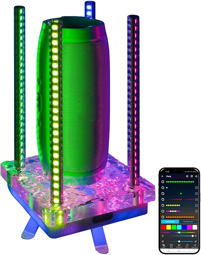 Music Sync RGB Table Lamp with Acrylic Platform, App & Sound Reactive LED Ambient Light for Gaming Rooms, Parties & Desk Setup (Grey)