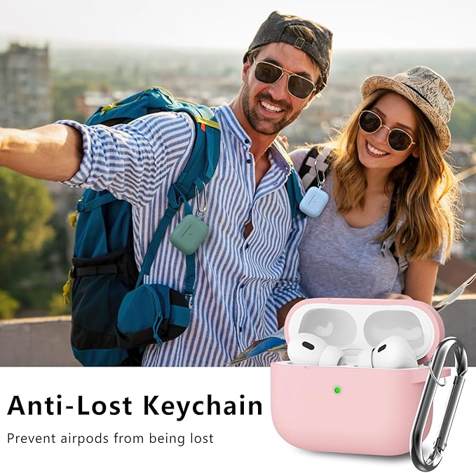 Ljusmicker for AirPods Pro Case Cover with Cleaner Kit,Silicone Protectives Cover for Apple AirPod Pro 2nd/1st Generation Case for Women Men,AirPods Pro 2 Case Accessories with Keychain-Light Pink