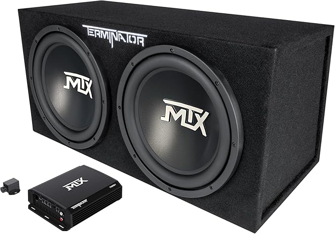 MTX 12" 1200W Dual Loaded Car Subwoofer Audio with Sub Box and Amplifier, TNP212D2