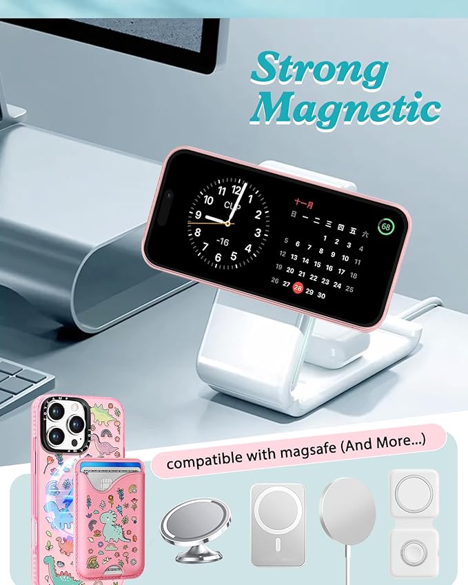 Toycamp for iPhone 16 Pro Max Case - Compatible with Magsafe Credit Card Holder Wallet Magnetic Cute Women Teen Girls Kawaii Girly Unique Animal Design Phone Cover for Apple 16 Promax 6.7"