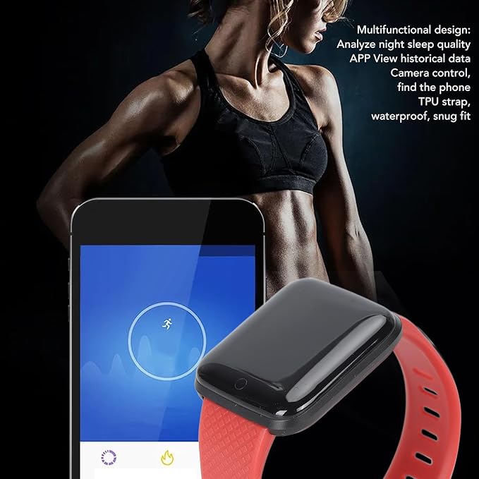 Yunseity Smart Watch, 1.44in HD Smartwatch for Men Women, Fitness Tracker with Sleep Monitoring, Multiple Sport Modes, Pedometer, Fitness Smart Bracelet for Android for iOS (Red)